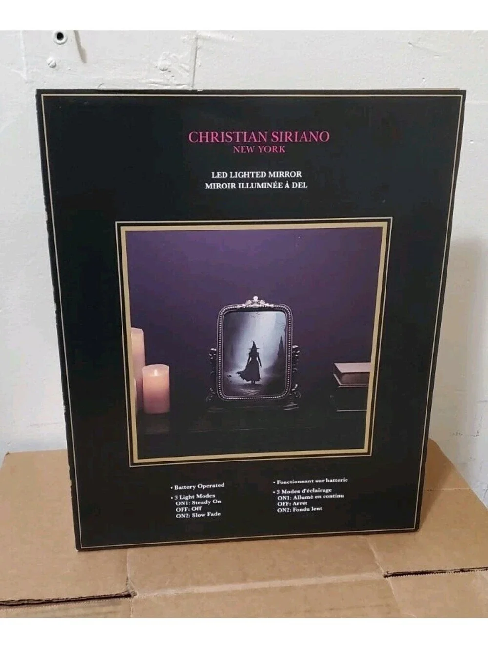 Christian Siriano LED Lighted Mirror Gothic Witch Halloween Illuminated Decor